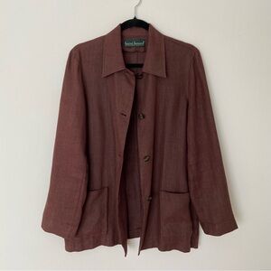 Vintage Harve Benard Linen Button Up Blazer Jacket in Brown size Large